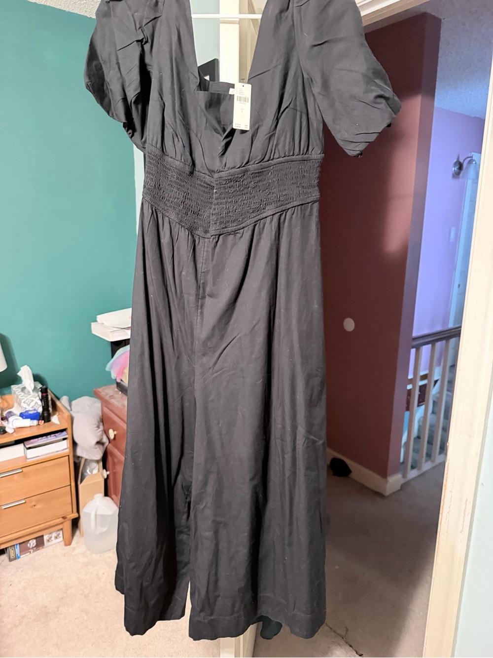 Maeve Black Jumpsuit with Smocked Waist